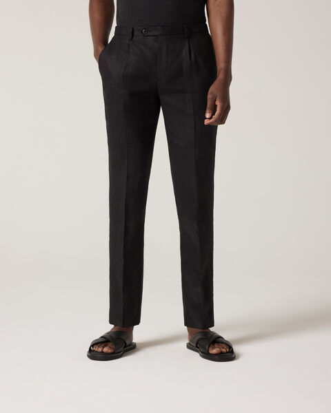 Relaxed Tailored Linen Pant, Black, hi-res